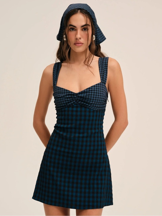 For Love And Lemons Dresses & Skirts - For Love & Lemons Dark Blue and Black River Gingham Mini Dress
